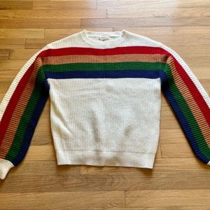 Colorful Stripe Sweater | Balloon Sleeves | Stripe Sweater from Roolee | Size M